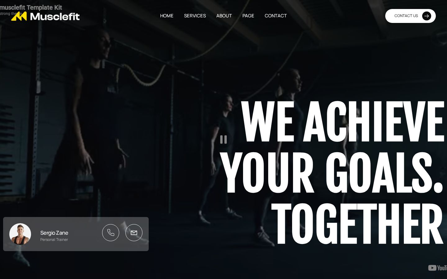 Homepage screenshot of MuscleFit – Fitness & Personal Training Website
