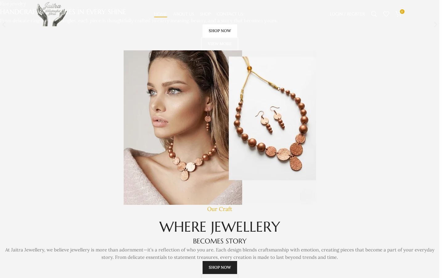 Homepage screenshot of Jaitra Jewellery – E-commerce Website