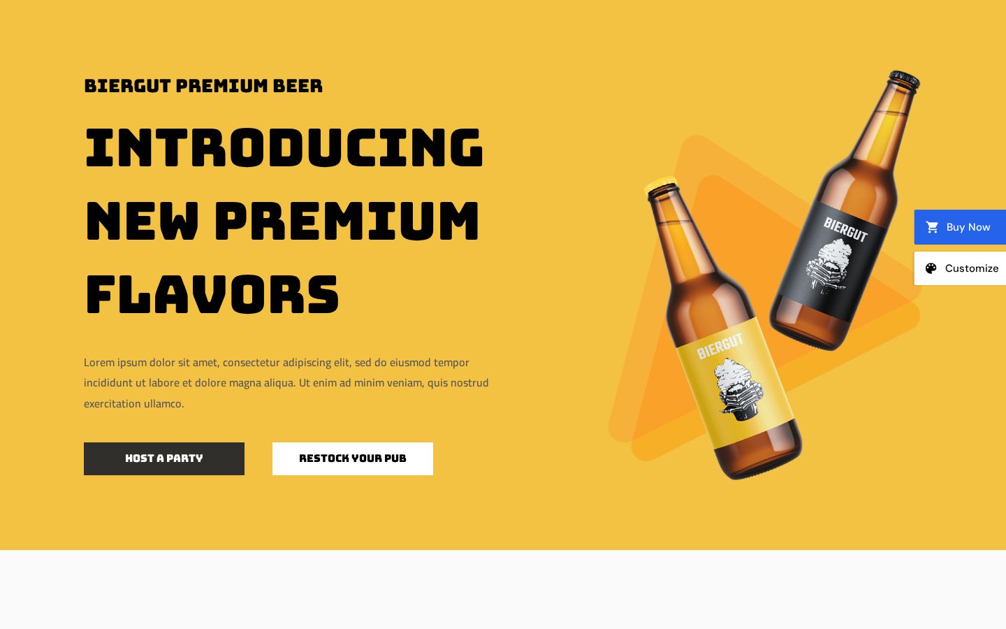Homepage screenshot of Premium Beer Landing Page